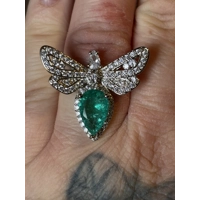 Sterling Silver Green Zircon Dragonfly Ring