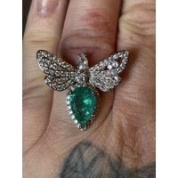 Sterling Silver Green Zircon Dragonfly Ring