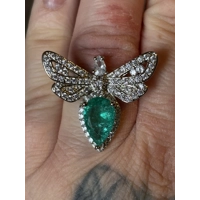 Sterling Silver Green Zircon Dragonfly Ring