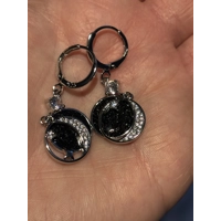 Sterling Silver Moon & Stars Dangle Earrings