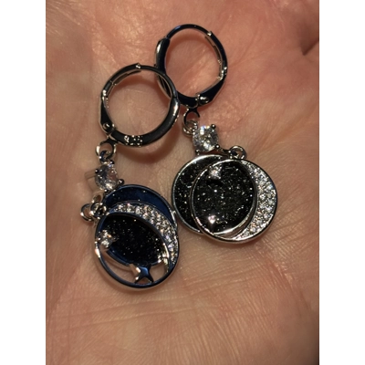 Sterling Silver Moon & Stars Dangle Earrings