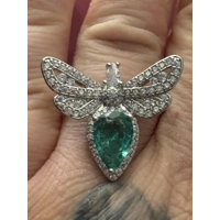 Sterling Silver Green Zircon Dragonfly Ring