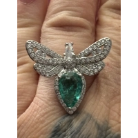 Sterling Silver Green Zircon Dragonfly Ring