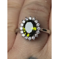 Sterling Silver Peridot & Clear Zircon Ring