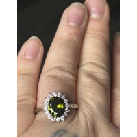 Sterling Silver Peridot & Clear Zircon Ring