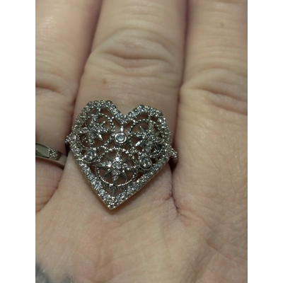 Sterling Silver Heart Zircon Ring