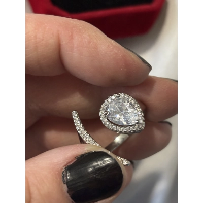 Sterling Silver Pear Shape Zircon Ring
