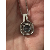 Sterling Silver Chain & PT950 Platinum Moissanite Pendant Necklace