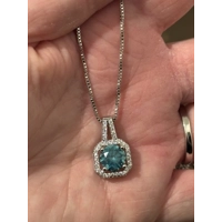 Sterling Silver Chain & PT950 Platinum Moissanite Pendant Necklace