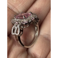Sterling Silver Pink & Clear Zircon Ring