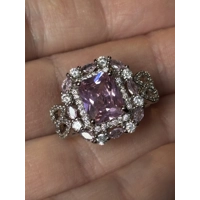 Sterling Silver Pink & Clear Zircon Ring