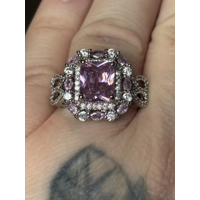 Sterling Silver Pink & Clear Zircon Ring