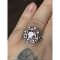 Sterling Silver Pink & Clear Zircon Ring