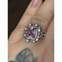 Sterling Silver Pink & Clear Zircon Ring