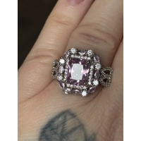 Sterling Silver Pink & Clear Zircon Ring