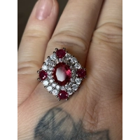 Sterling Silver Red & Clear Zircon Ring