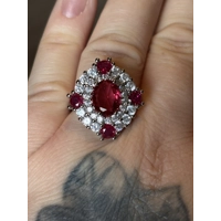 Sterling Silver Red & Clear Zircon Ring