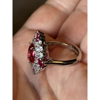 Sterling Silver Red & Clear Zircon Ring