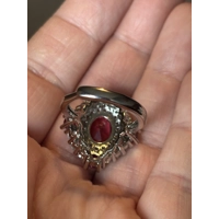 Sterling Silver Red & Clear Zircon Ring