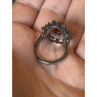 Sterling Silver Red & Clear Zircon Ring