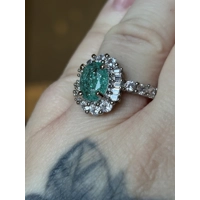 Sterling Silver Paraiba Tourmaline & Clear Zircon Ring