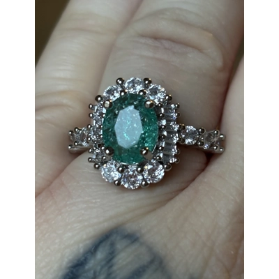 Sterling Silver Paraiba Tourmaline & Clear Zircon Ring