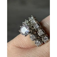 Sterling Silver Zircon Engagement & Wedding Ring Set