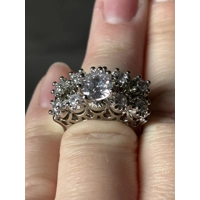 Sterling Silver Zircon Engagement & Wedding Ring Set