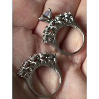 Sterling Silver Zircon Engagement & Wedding Ring Set