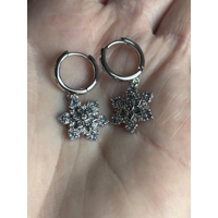 Sterling Silver Blue & Clear Zircon Snowflake Dangle Earrings