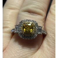 Sterling Silver Champagne &. Clear Zircon Ring