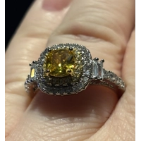 Sterling Silver Champagne &. Clear Zircon Ring