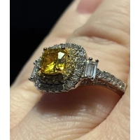 Sterling Silver Champagne &. Clear Zircon Ring