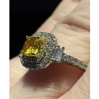 Sterling Silver Champagne &. Clear Zircon Ring