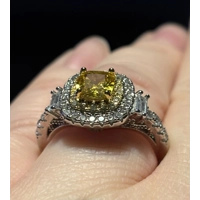 Sterling Silver Champagne &. Clear Zircon Ring