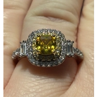 Sterling Silver Champagne &. Clear Zircon Ring