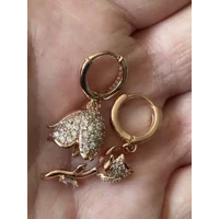 14ct 585 Rolled Gold Zircon Rose Earrings