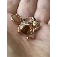 14ct 585 Rolled Gold Zircon Rose Earrings