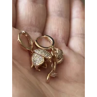 14ct 585 Rolled Gold Zircon Rose Earrings