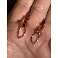 14ct 585RG Hallmarked Rolled Rose Gold Burnt Amber Zircon Earrings