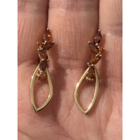 14ct 585RG Hallmarked Rolled Rose Gold Burnt Amber Zircon Earrings