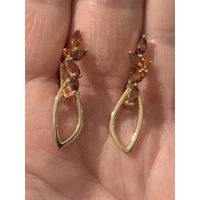 14ct 585RG Hallmarked Rolled Rose Gold Burnt Amber Zircon Earrings