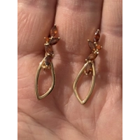 14ct 585RG Hallmarked Rolled Rose Gold Burnt Amber Zircon Earrings