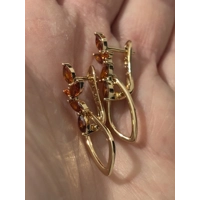 14ct 585RG Hallmarked Rolled Rose Gold Burnt Amber Zircon Earrings