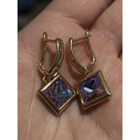 14ct 585RG Hallmarked Rolled Rose Gold MultiColour Zircon Earrings