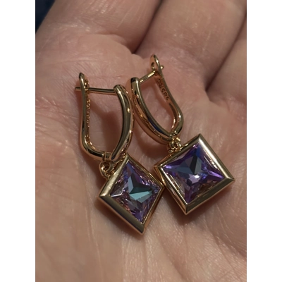 14ct 585RG Hallmarked Rolled Rose Gold MultiColour Zircon Earrings