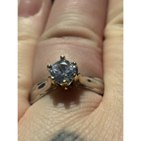 Sterling Silver Simulated Diamond Two Tone Ring