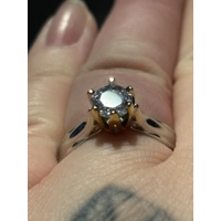 Sterling Silver Simulated Diamond Two Tone Ring