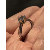 Sterling Silver Simulated Diamond Two Tone Ring