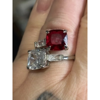 Sterling Silver Garnet & Clear Zircon Ring